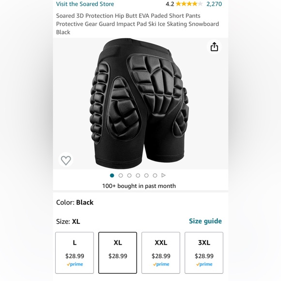 Soared 3D Protection Hip Butt EVA Paded Short Pants - Picture 1 of 5